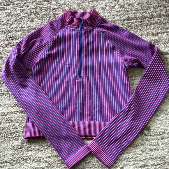 🔥 Lululemon Rest Less pink striped half zip pullover - Picture 2 of 3